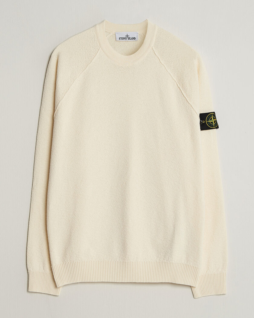 Stone Island Raw Hand Organic Cotton Crewneck Ivory – Vit