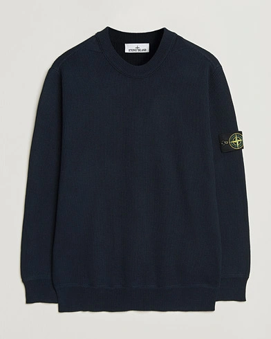 Stone Island Ribbed Soft Organic Cotton Crewneck Navy – Blå