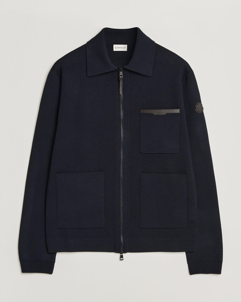 Moncler Zip Wool Cardigan Navy – Blå