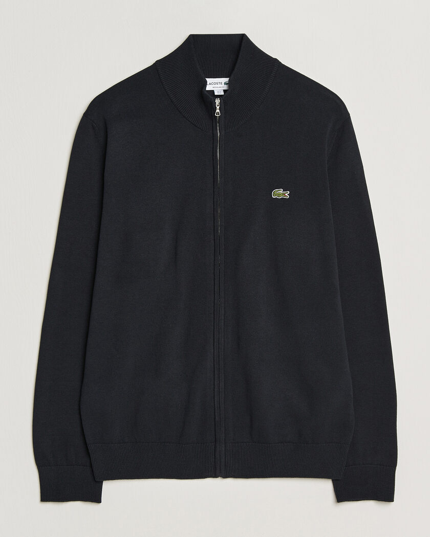 Lacoste Cotton Knitted Full Zip Black – Svart