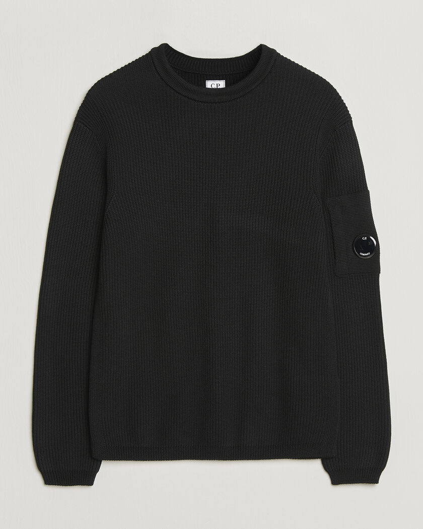 C.P. Company Sea Island Knitted Cotton Crewneck Black – Svart