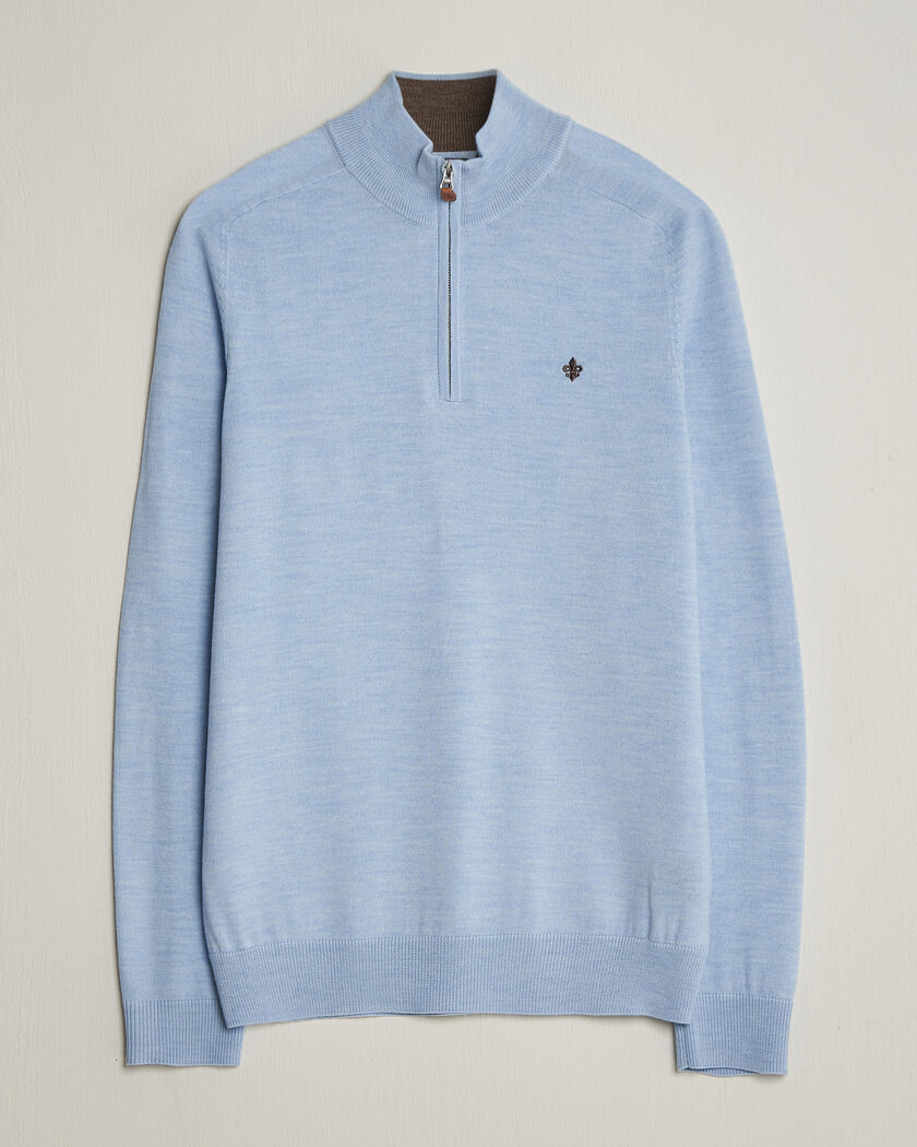 Morris John Merino Half-Zip Light Blue – Blå