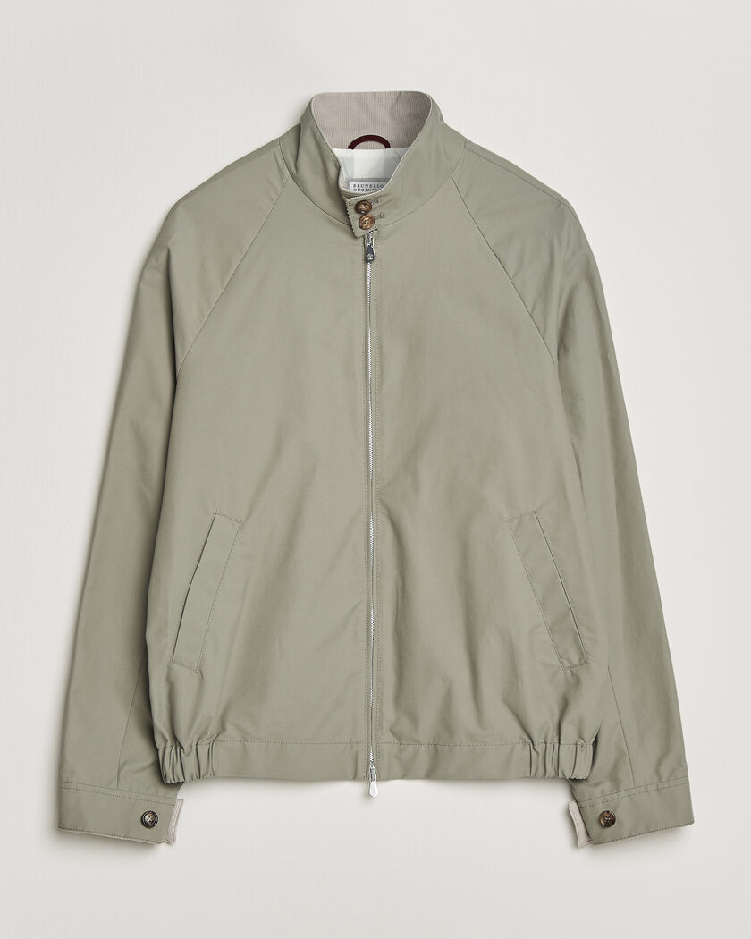 Brunello Cucinelli Raglan Harrington Jacket Olive – Grön