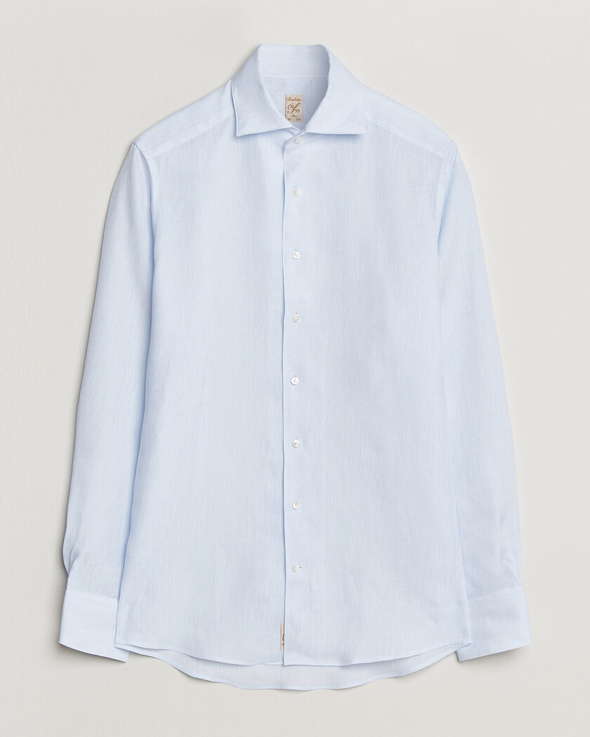 Stenströms 1899 Linen One Piece Collar Shirt Light Blue – Blå
