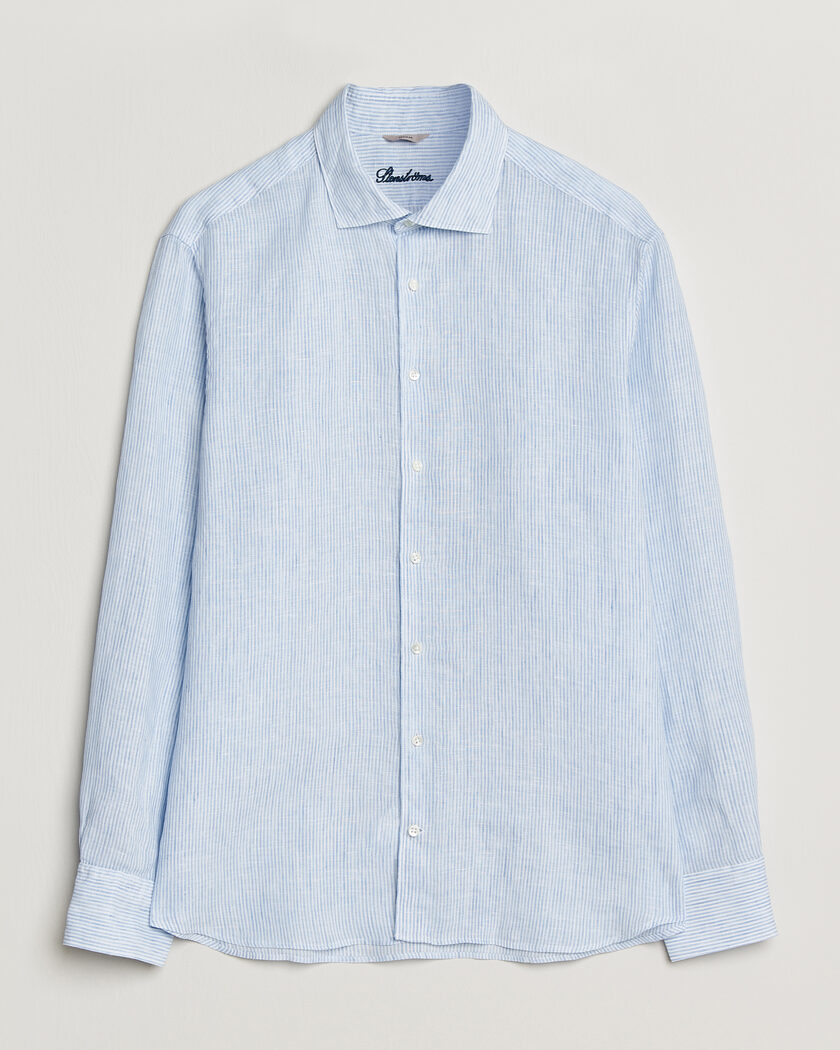 Stenströms Regular Fit Thin Striped Linen Shirt Light Blue – Blå