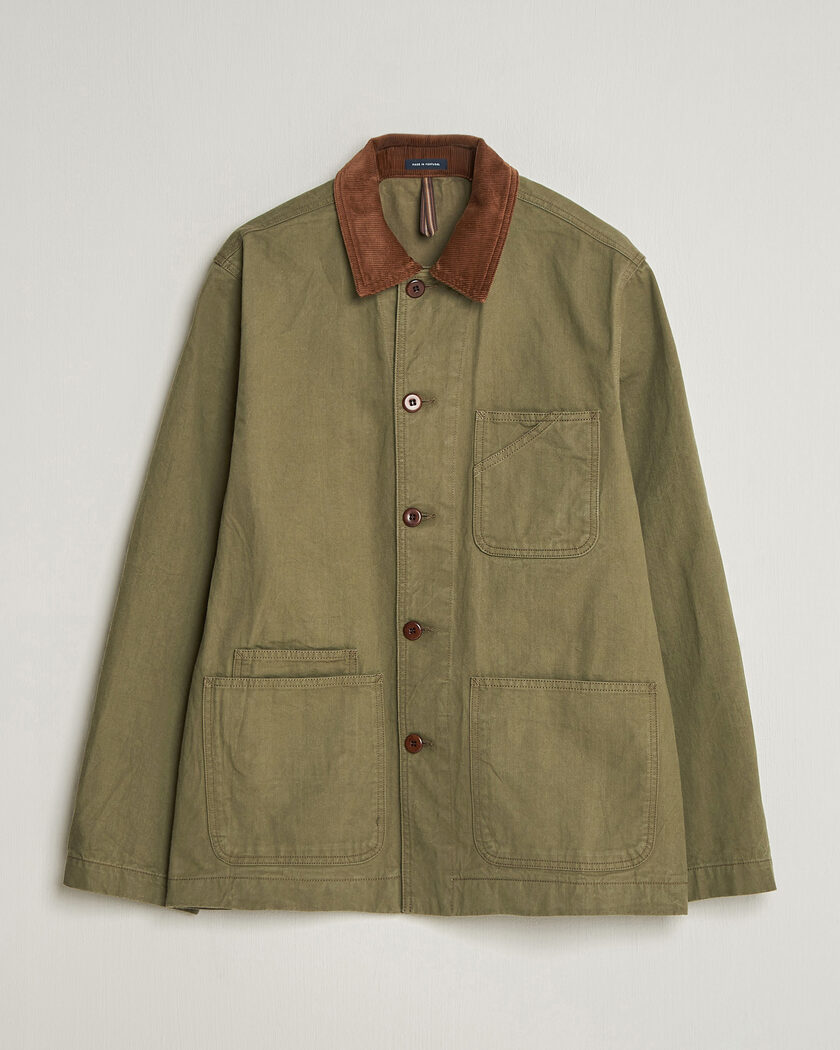 Drake's Twill Fatigue Jacket Khaki – Grön