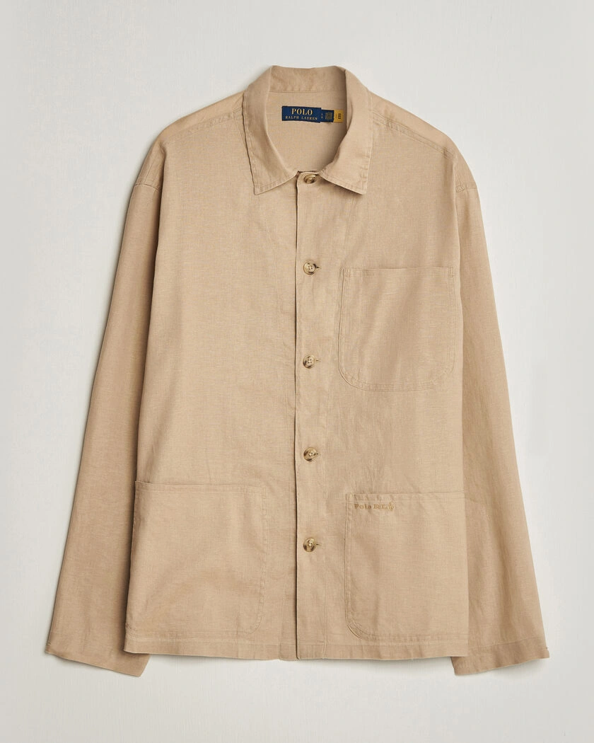 Polo Ralph Lauren Stretch Linen Overshirt Coastal Beige – Beige