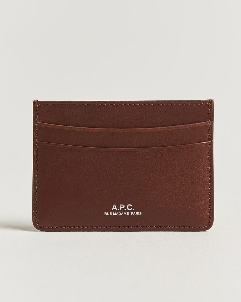 A.P.C. Calf Leather Card Holder Hazelnut – Brun