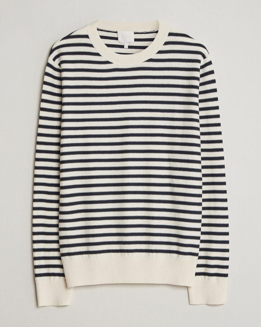 A.P.C. Paul Striped Knitted Sweater Ecru/Dark Navy – Flerfärgad