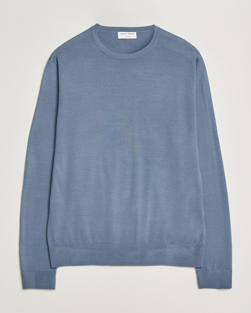 Tiger of Sweden Connor Merino Knitted Crew Neck Dull Blue – Blå