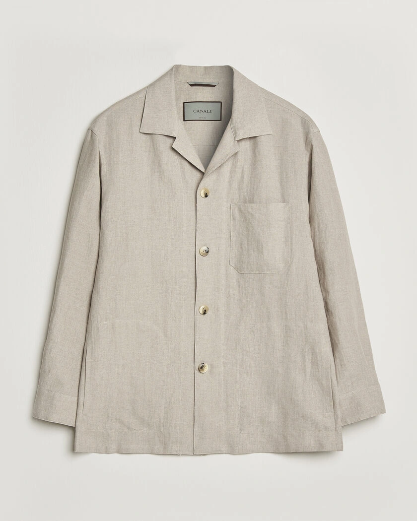 Canali Linen Shirt Jacket Beige – Beige