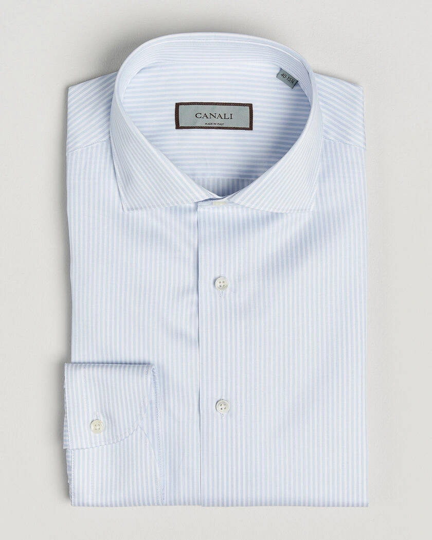 Canali Slim Fit Impeccabile Shirt Light Blue Stripe – Blå