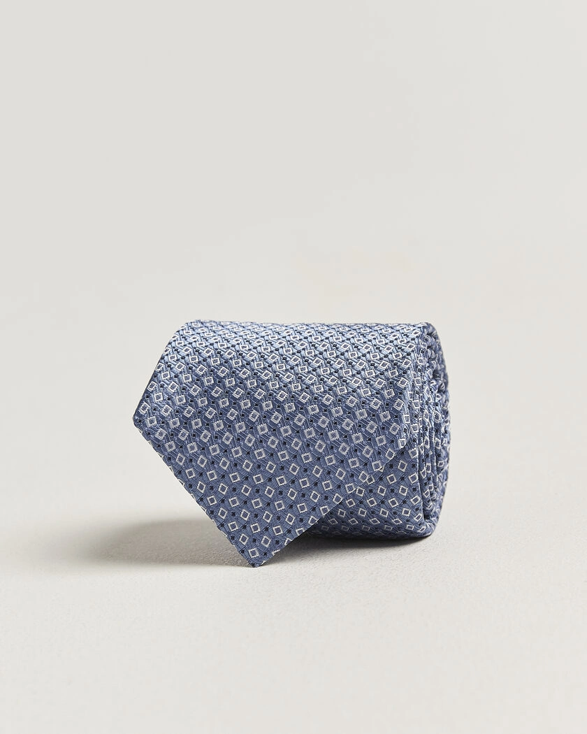 Canali Micro Structure Silk Tie Light Blue – Blå