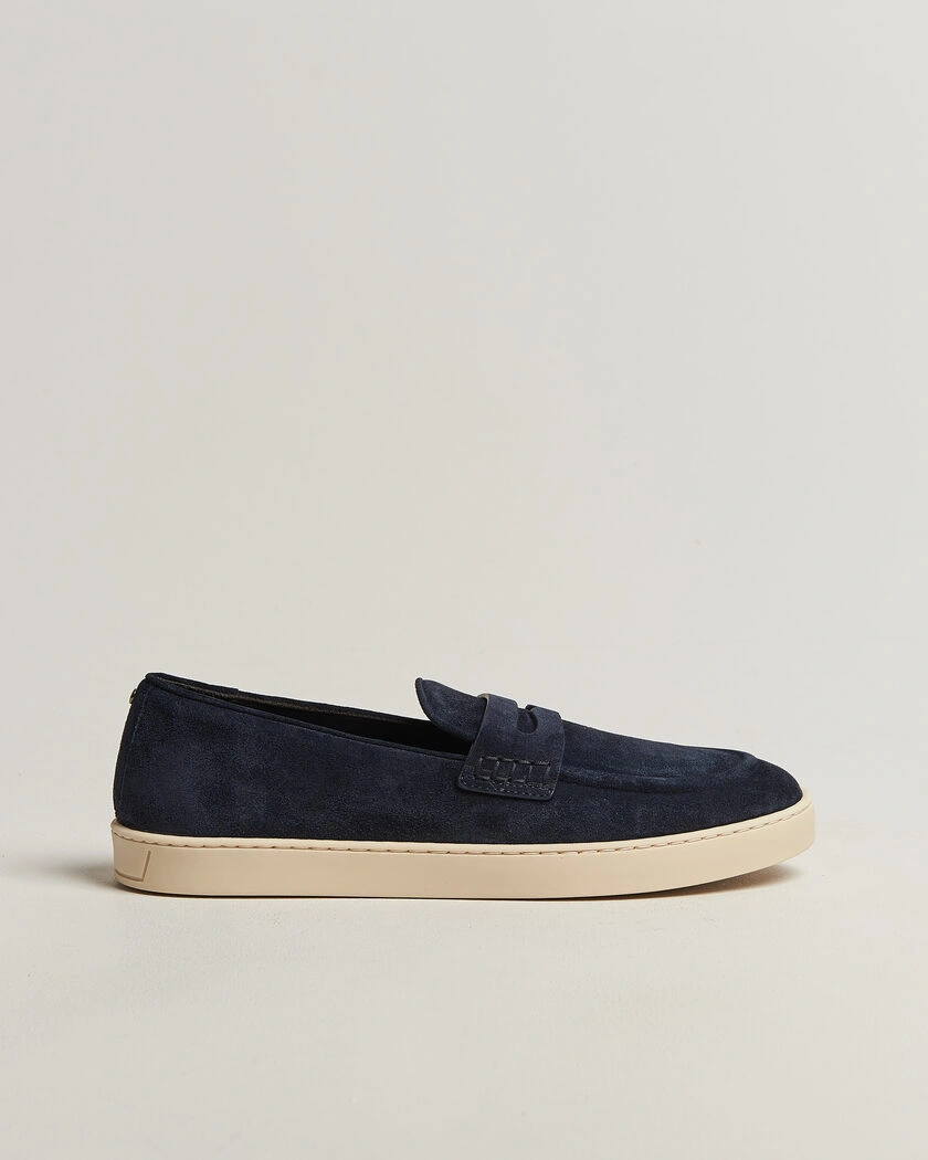 Canali Summer Loafers Navy Suede – Blå