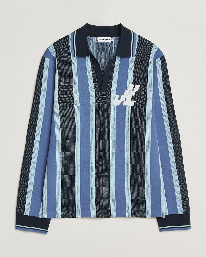 J.Lindeberg Silas Stripe Polo Knit JL Navy – Blå