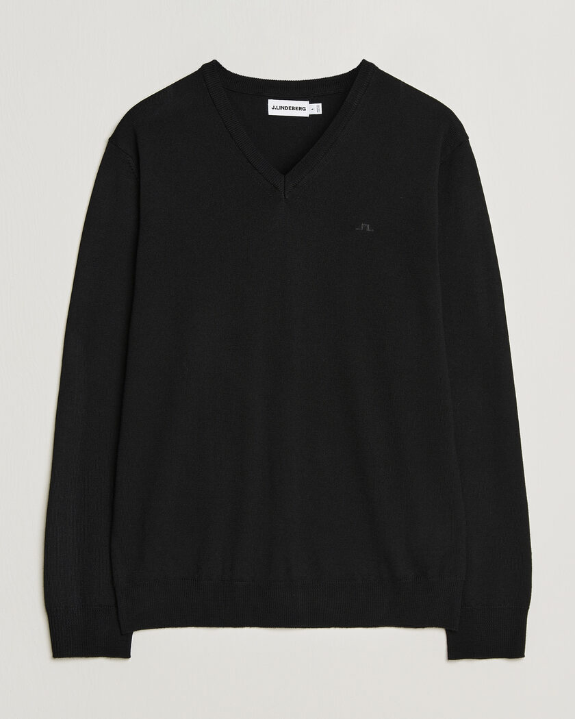 J.Lindeberg Lymann Merino V-Neck Pullover Black – Svart
