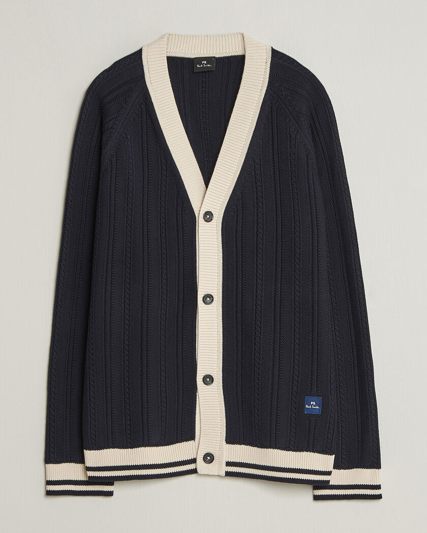 PS Paul Smith Cotton Knitted Cardigan Navy – Blå