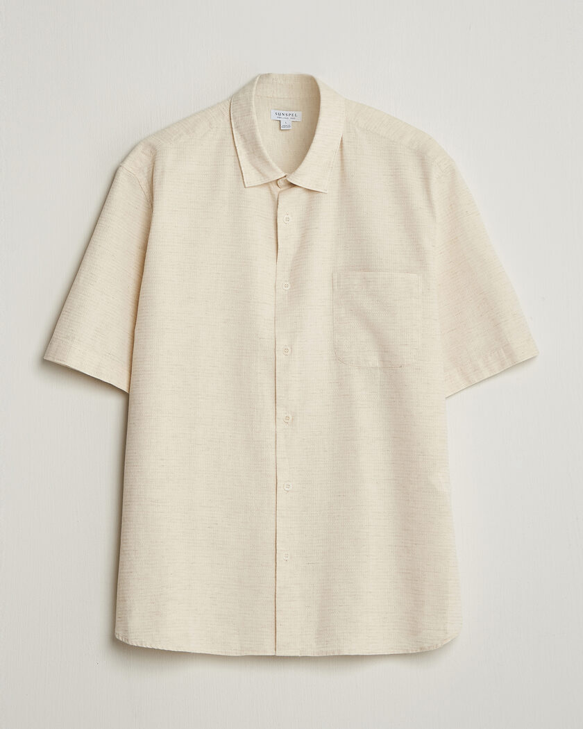 Sunspel Natural Texture Linen Shirt Ecru – Vit