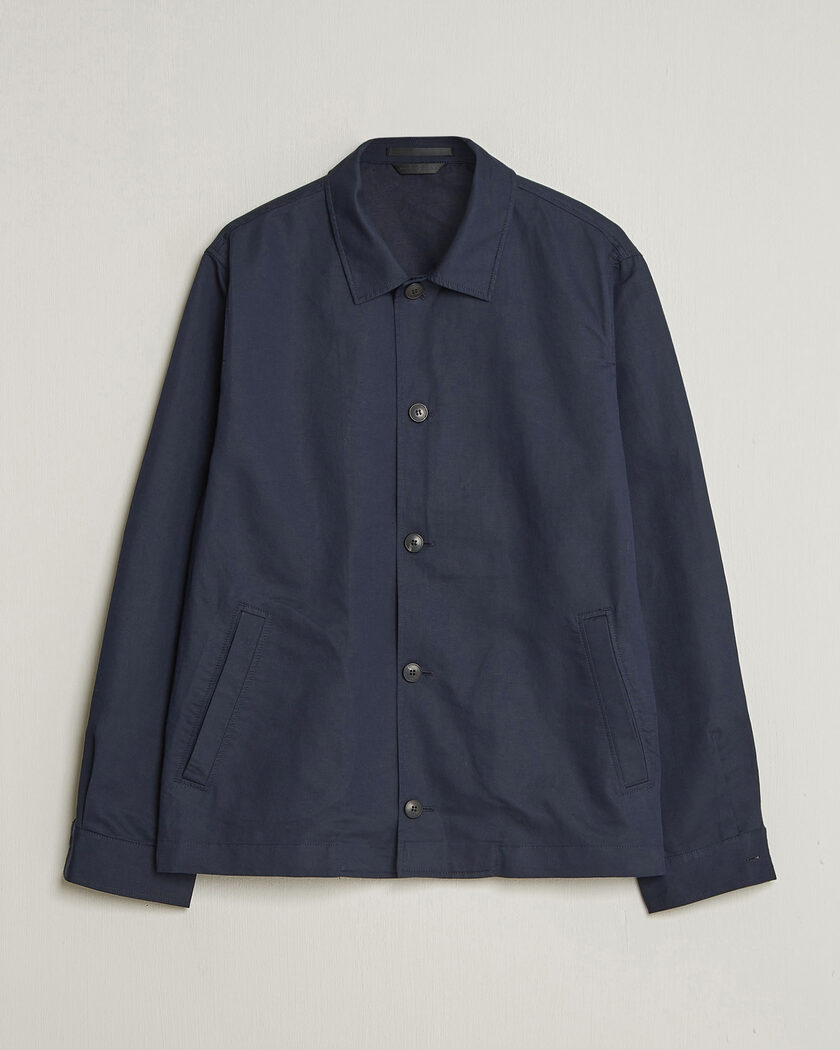 Sunspel Cotton/Linen Jacket Navy – Blå