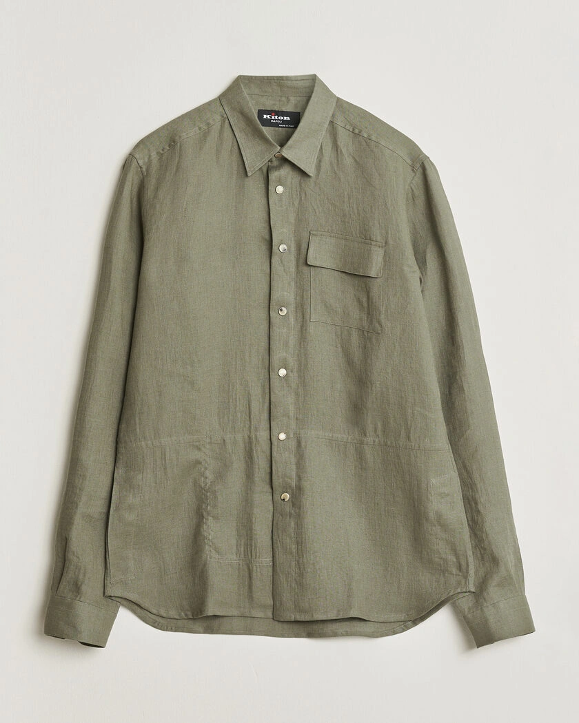 Kiton Linen Overshirt Khaki – Grön