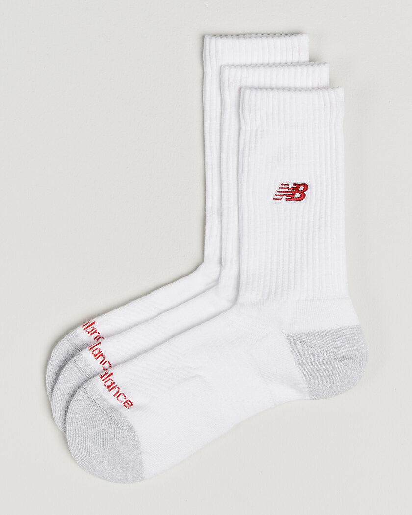 New Balance 3-Pack Active Premium Crew Socks White – Vit
