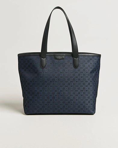 Smythson Canvas Stamp Tote Navy – Blå