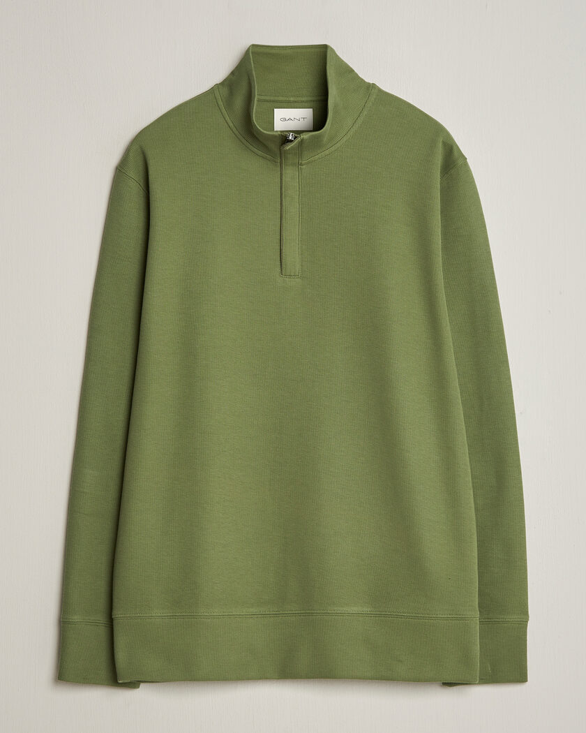 GANT Light Sacker Rib Half Zip Dry Herb Green – Grön
