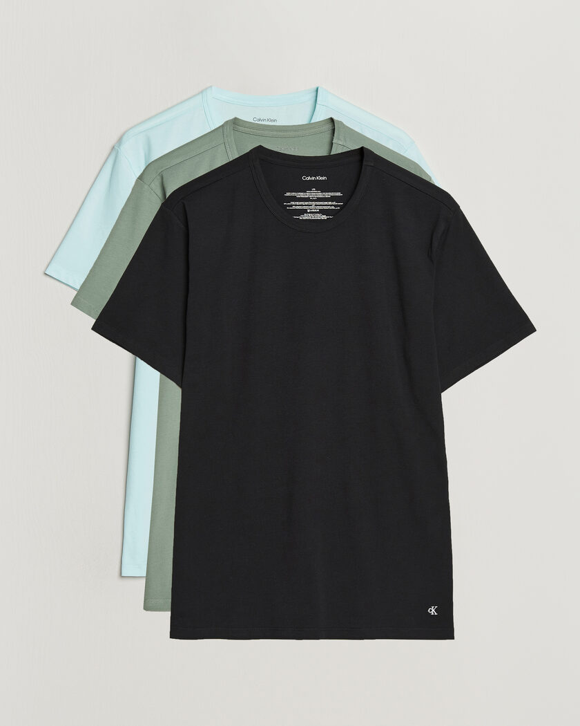 Calvin Klein 3-Pack Cotton Stretch Crew Neck T-Shirt Black/Grey/Green – Flerfärgad