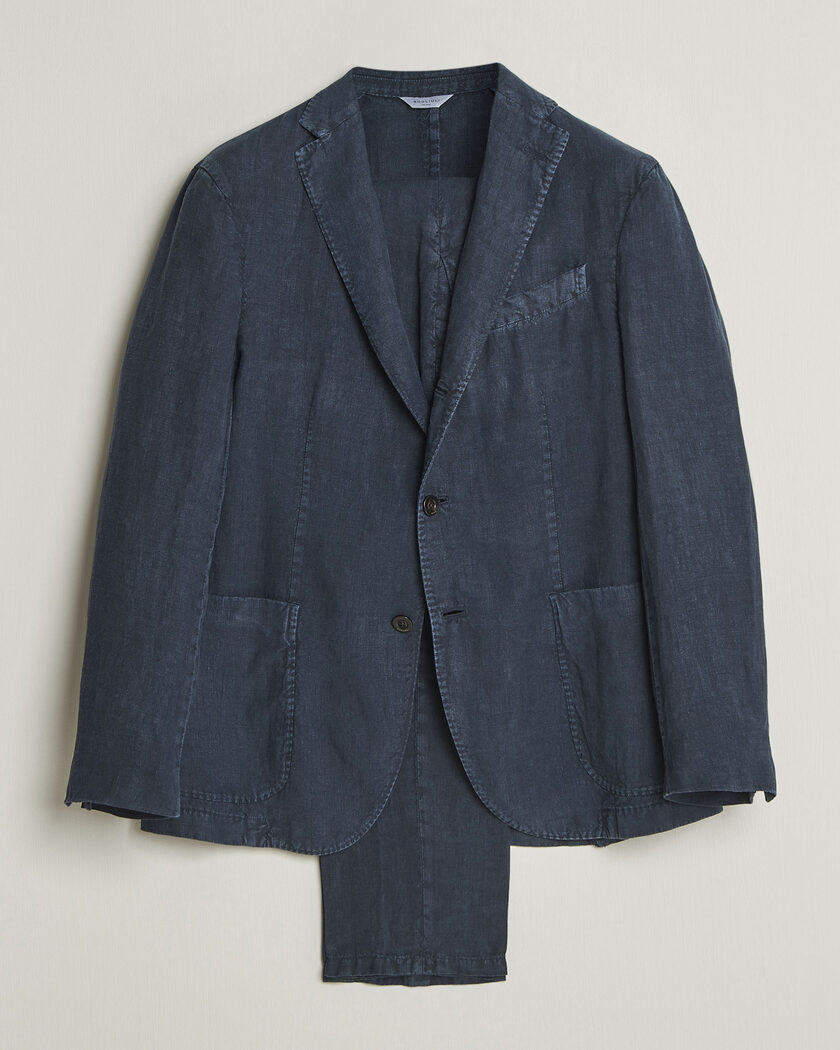 Boglioli K Jacket Linen Suit Navy – Blå