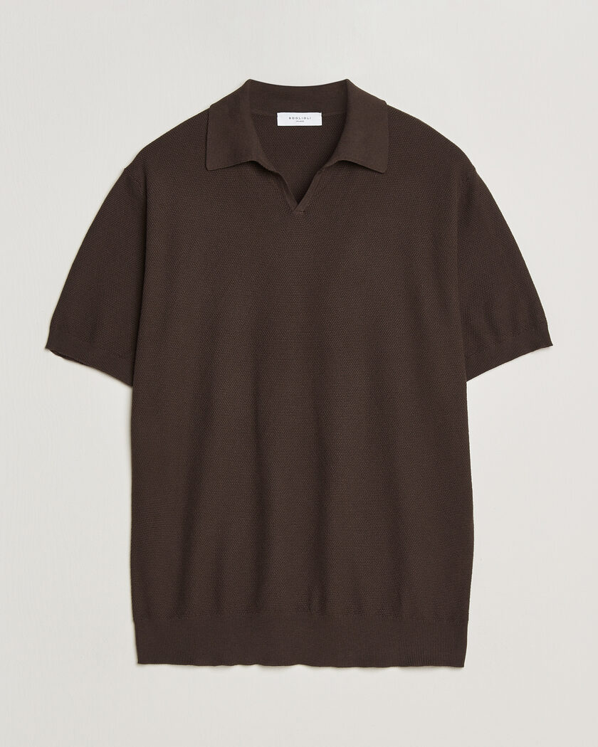 Boglioli Short Sleeve Polo Piquet Brown – Brun