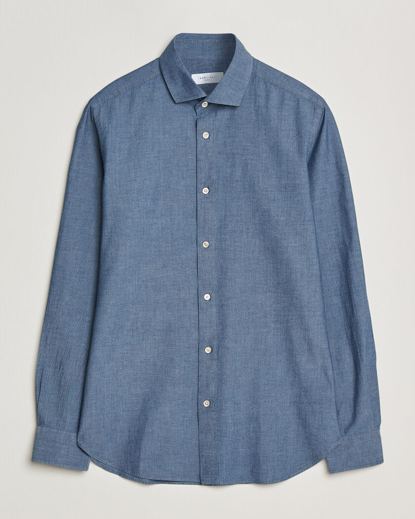 Boglioli Chambray Shirt Medium Blue – Blå