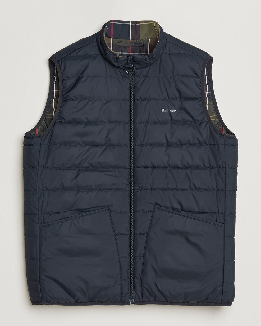 Barbour Lifestyle Reversible Tartan Puffer Gilet Classic Tartan – Blå