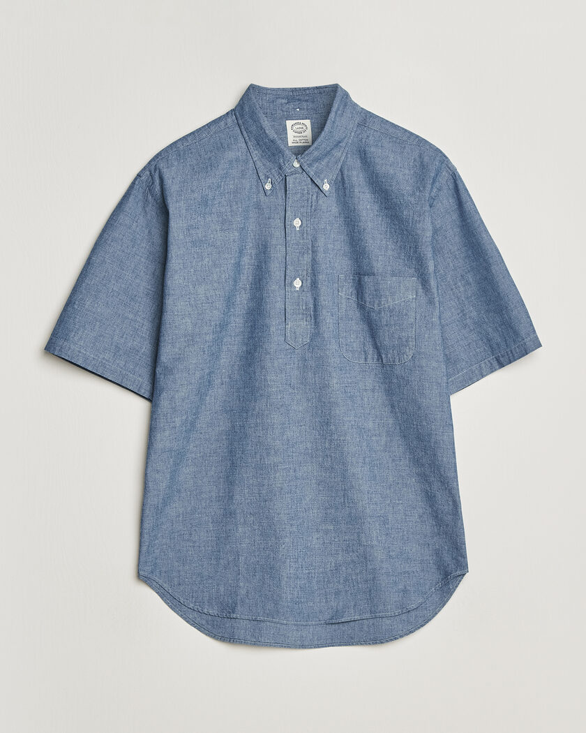 Kamakura Shirts Vintage Ivy Half Sleeve Chambray Popover Blue – Blå