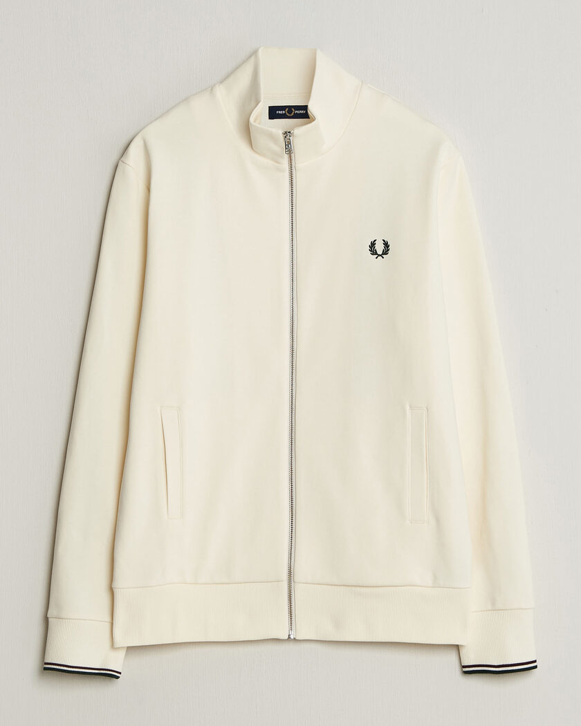 Fred Perry Full Zip Sweatshirt Ecru – Vit