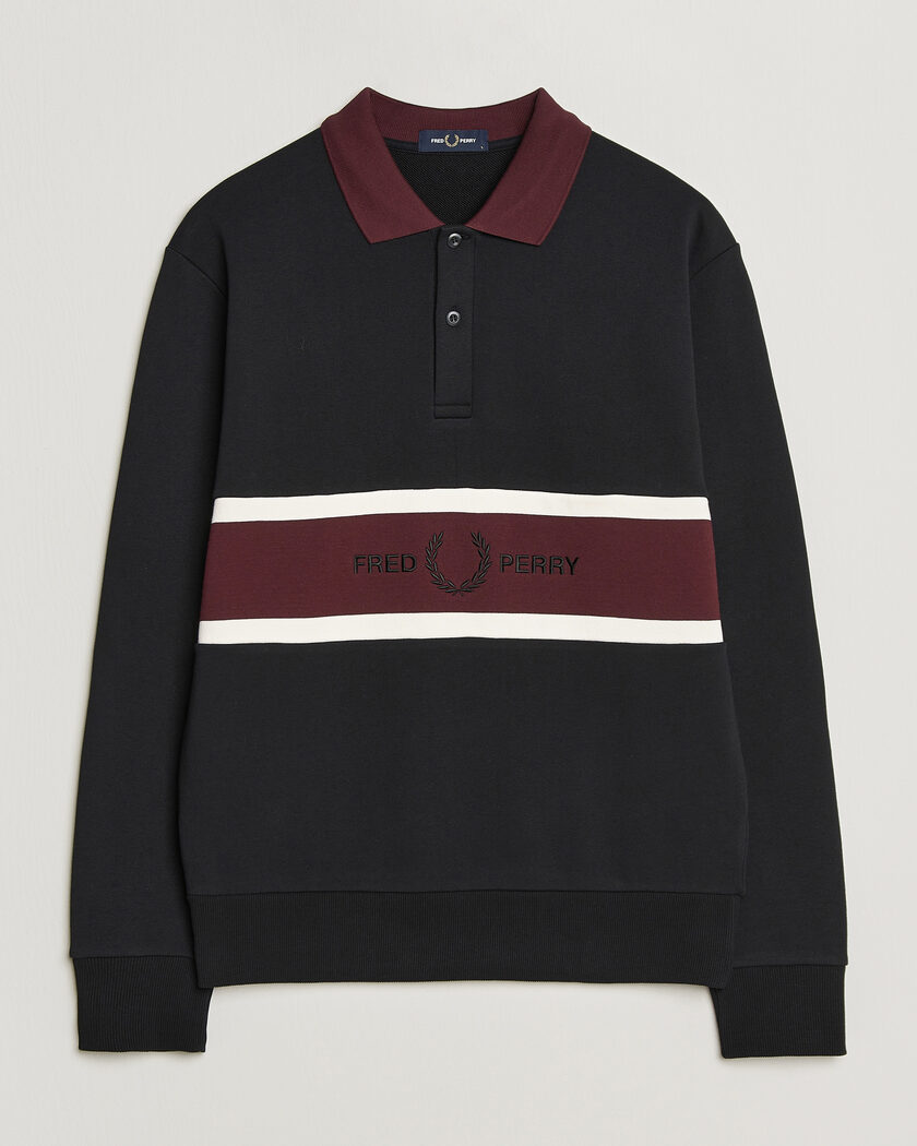 Fred Perry Embroidered Paneled Polo Sweater Black – Svart