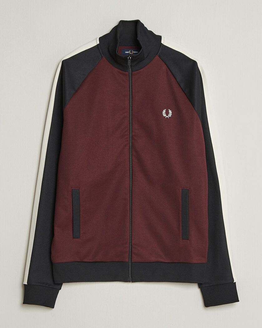 Fred Perry Contrast Sleeve Track Jacket Oxblood – Röd