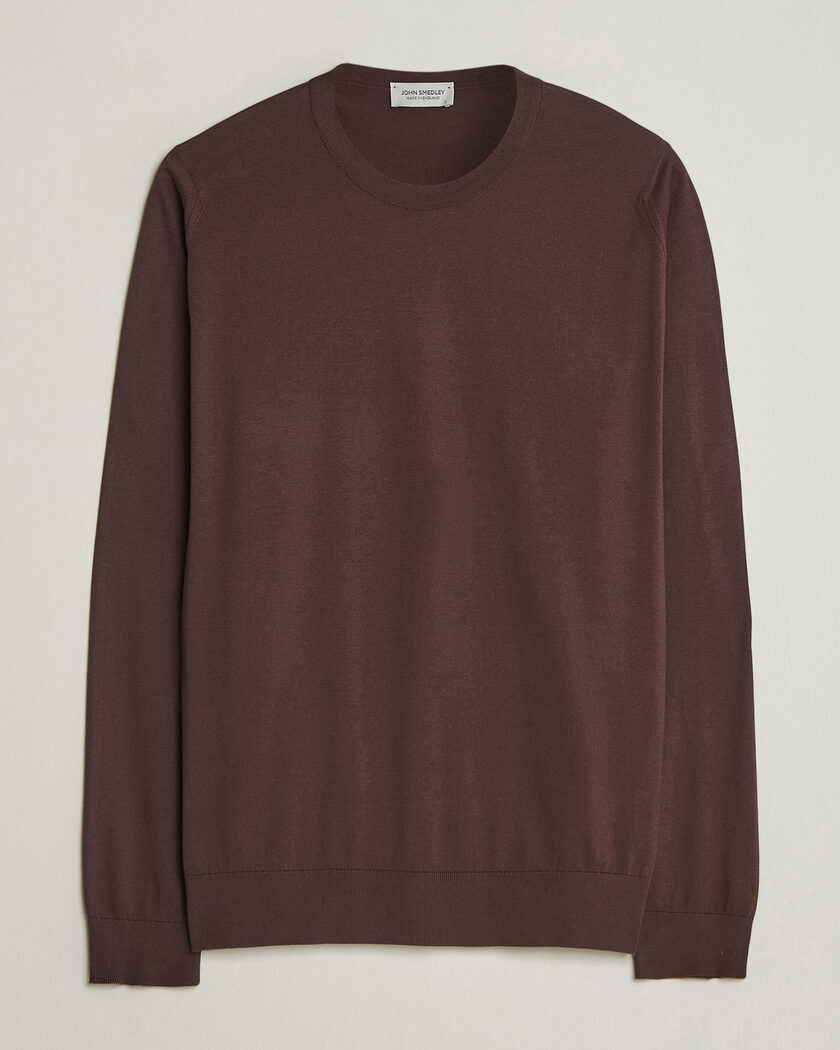 John Smedley Rowland Sea Island Crew Neck Pullover Raisin Brown – Brun