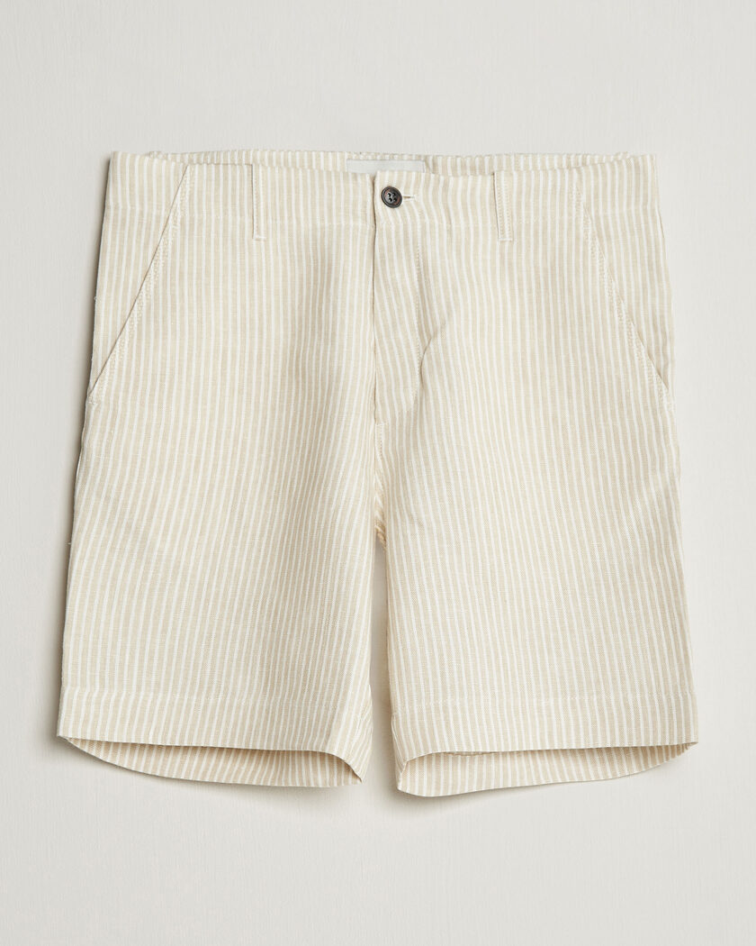 Peregrine Windsor Linen Shorts Beige Stripe – Blå