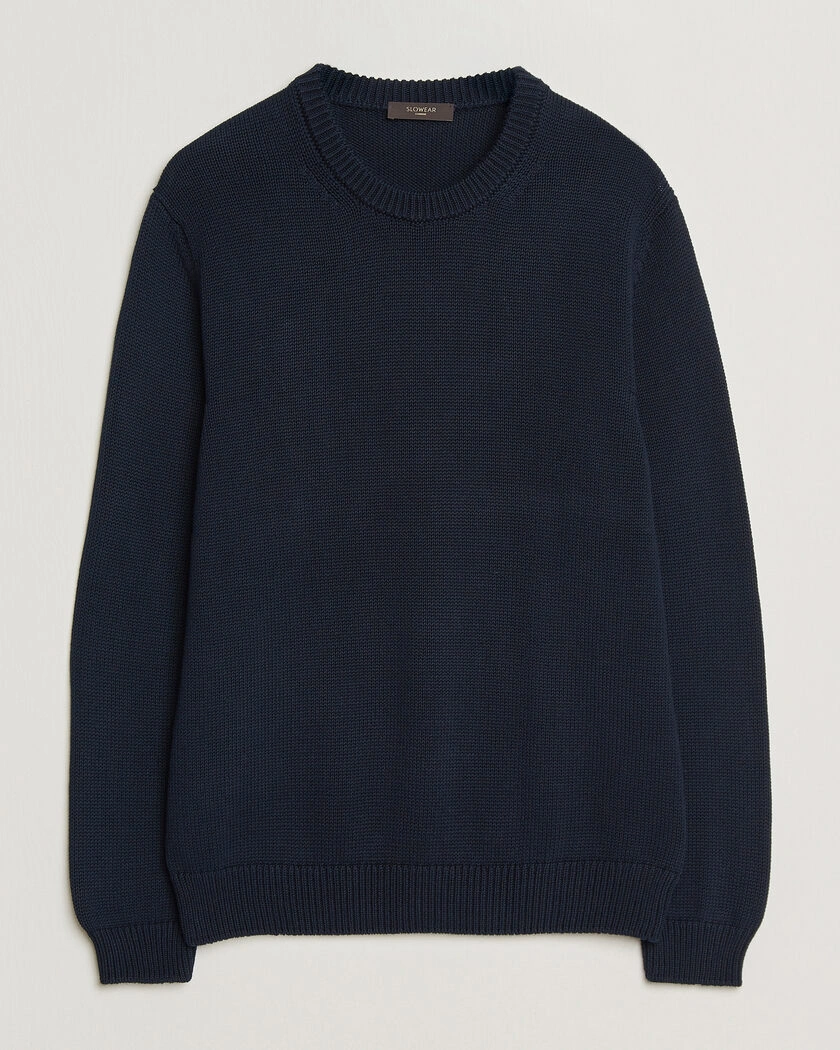 Zanone Soft Cotton Crew Neck Sweater Navy – Blå