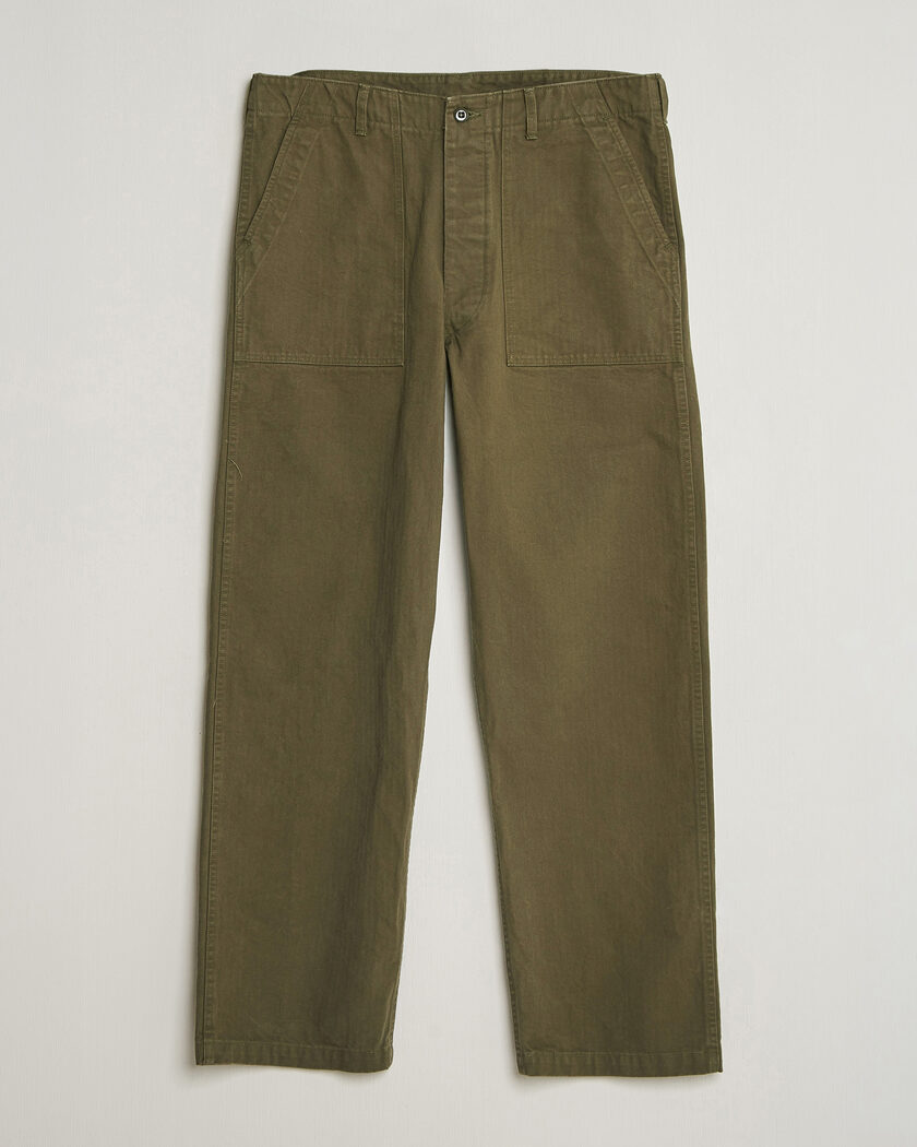 orSlow Vintage Fit Herringbone Fatigue Pants Army Green – Grön