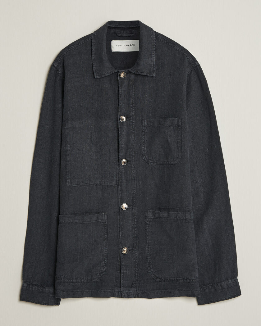 A Day's March Original Linen Overshirt Black – Svart