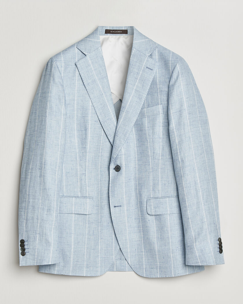 Oscar Jacobson Ferry Soft Linen/Cotton Blazer Light Blue – Blå