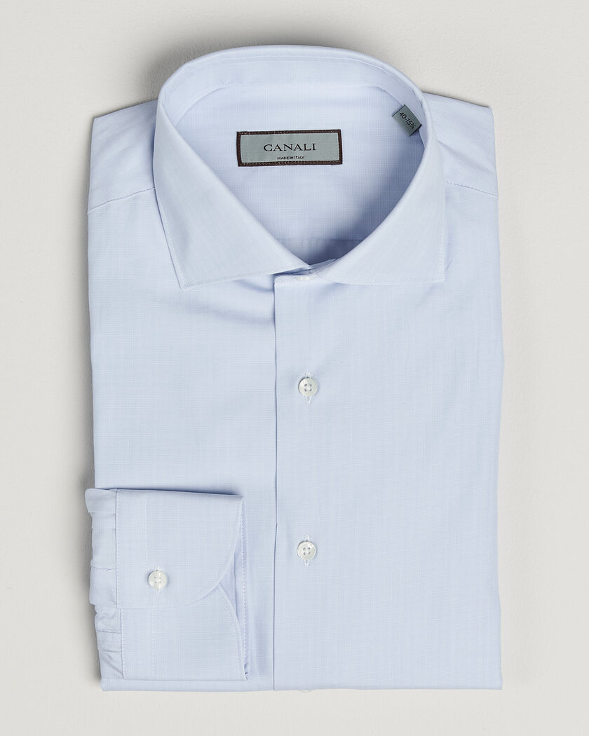 Canali Slim Fit Dress Shirt Light Blue Check – Blå