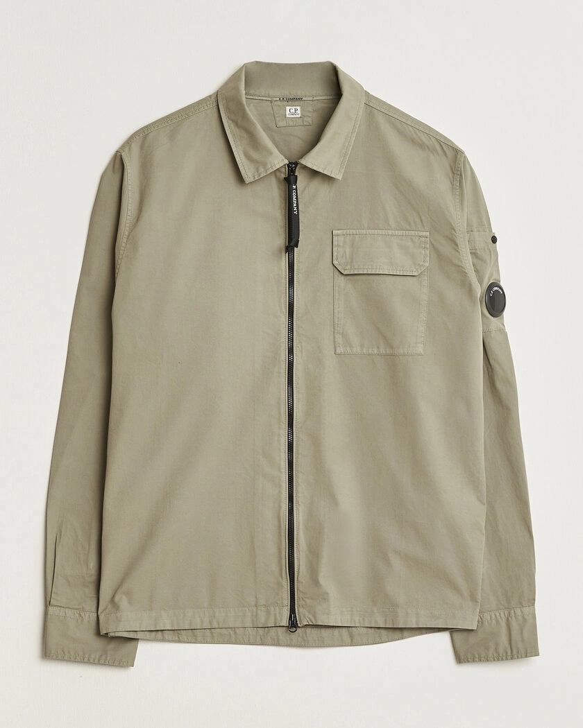 C.P. Company Organic Cotton Gabardine Zip Overshirt Grey – Grå