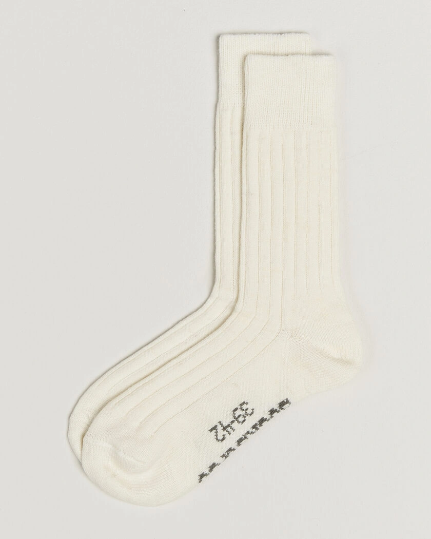 Alpacasocks & Co 2-Pack Ribbed Alpacka Wool Socks Off White – Vit
