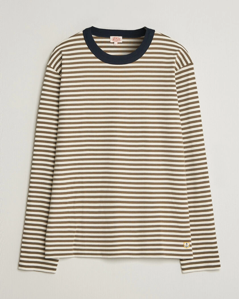 Armor-lux Héritage Striped Long Sleeve T-Shirt Olive/Milk – Flerfärgad