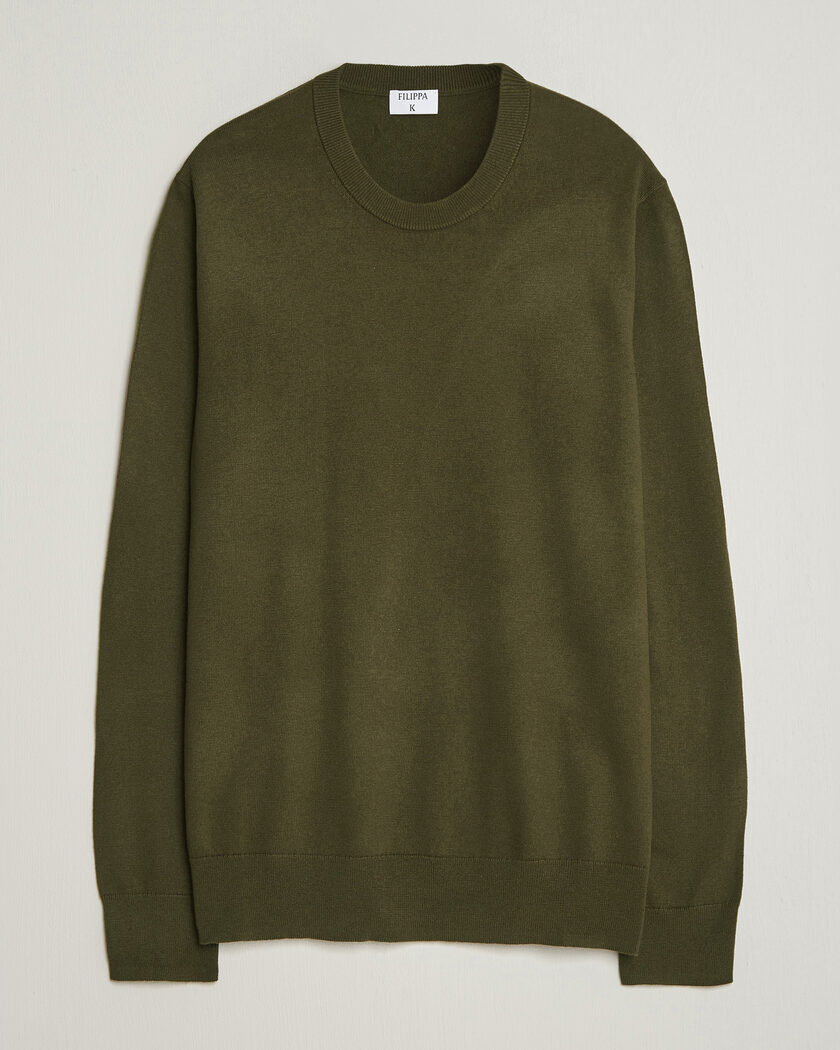 Filippa K Cotton Merino Knitted Sweater Dark Moss Green – Grön