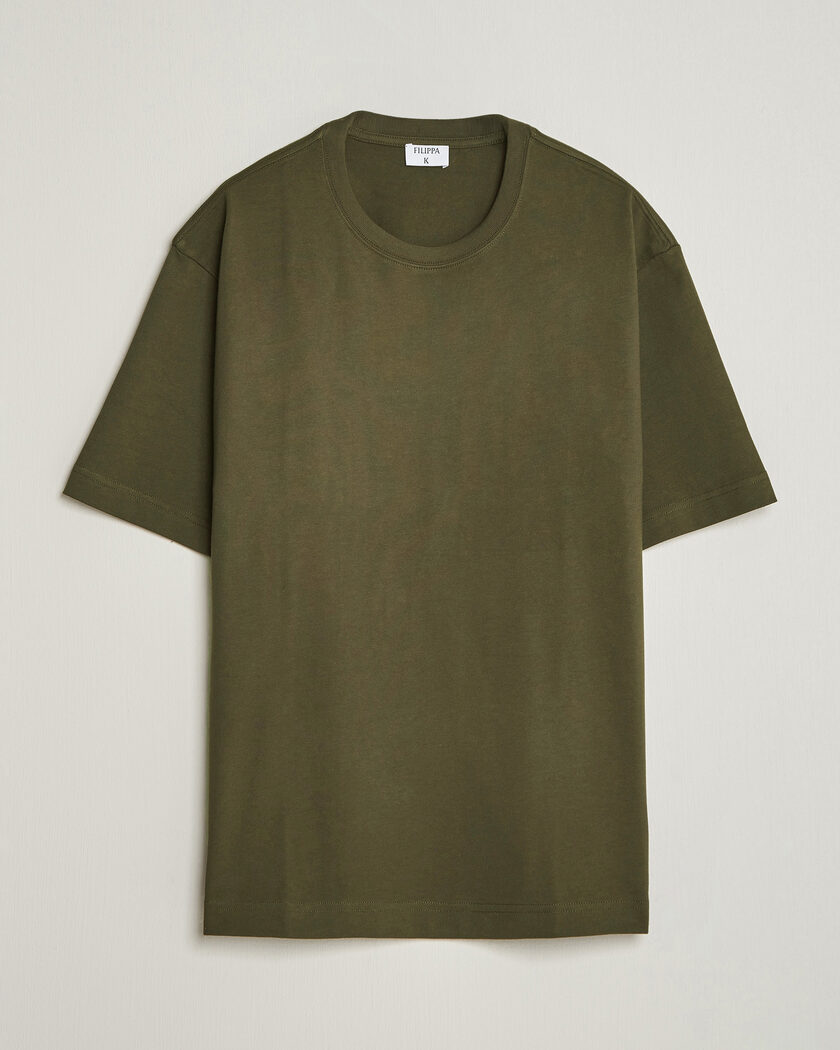 Filippa K Heavy Cotton Crew Neck T-Shirt Dark Moss Green – Grön