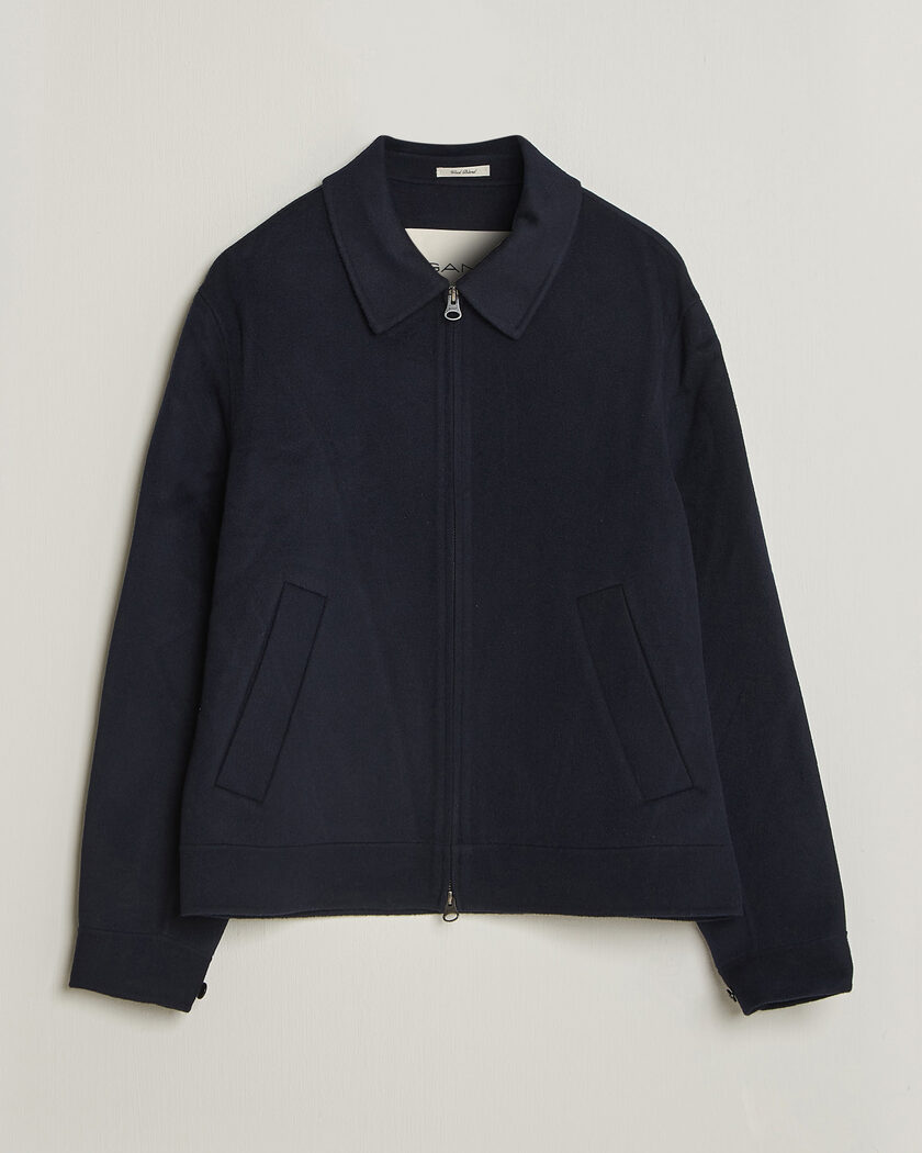 Gant Handstitched Wool/Cashmere Jacket Evening Blue – Blå