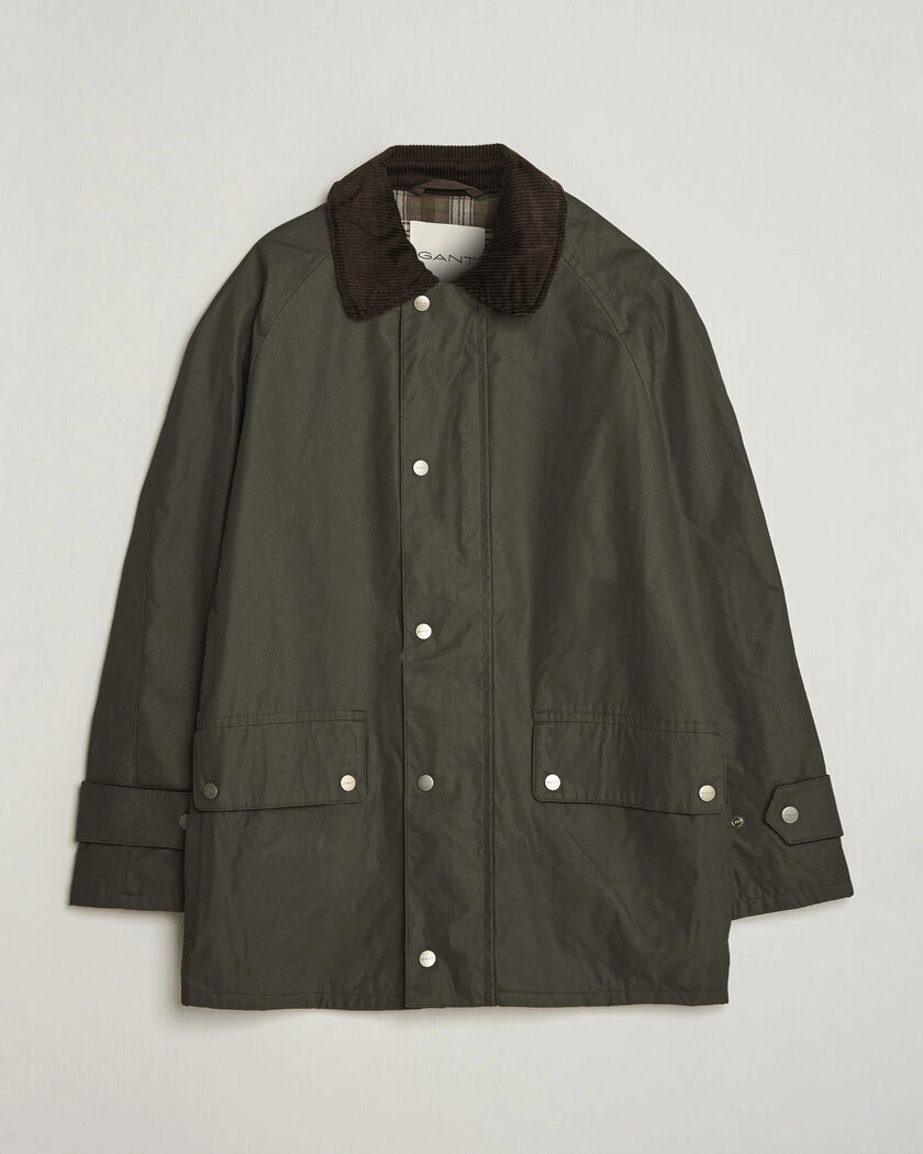 Gant Waxed Barn Jacket Black Brown – Brun